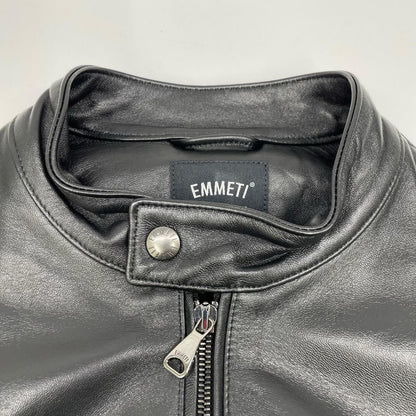 EMMETI JURI Black Lambskin W-Zip Rider Jacket Size 46