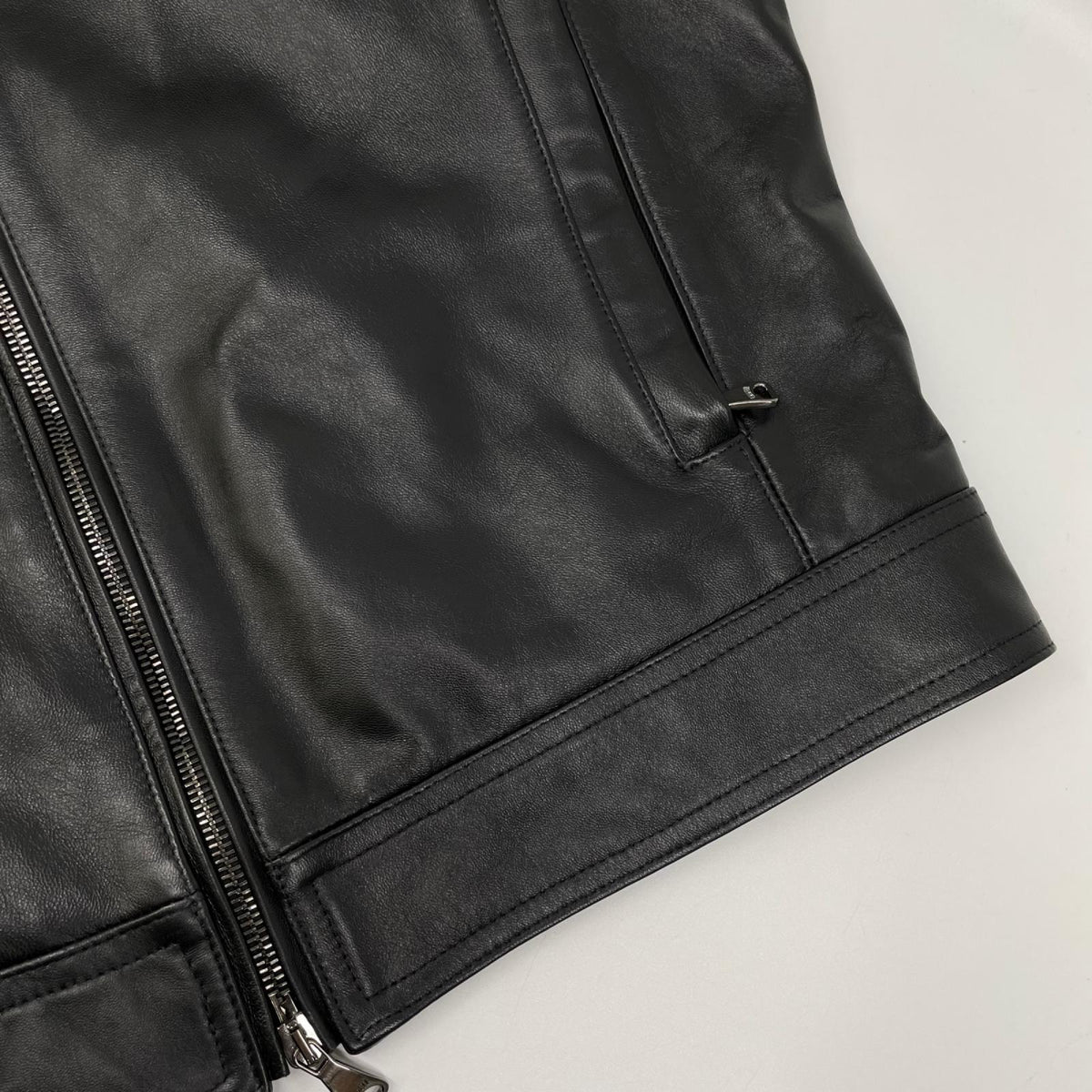 EMMETI JURI Black Lambskin W-Zip Rider Jacket Size 46