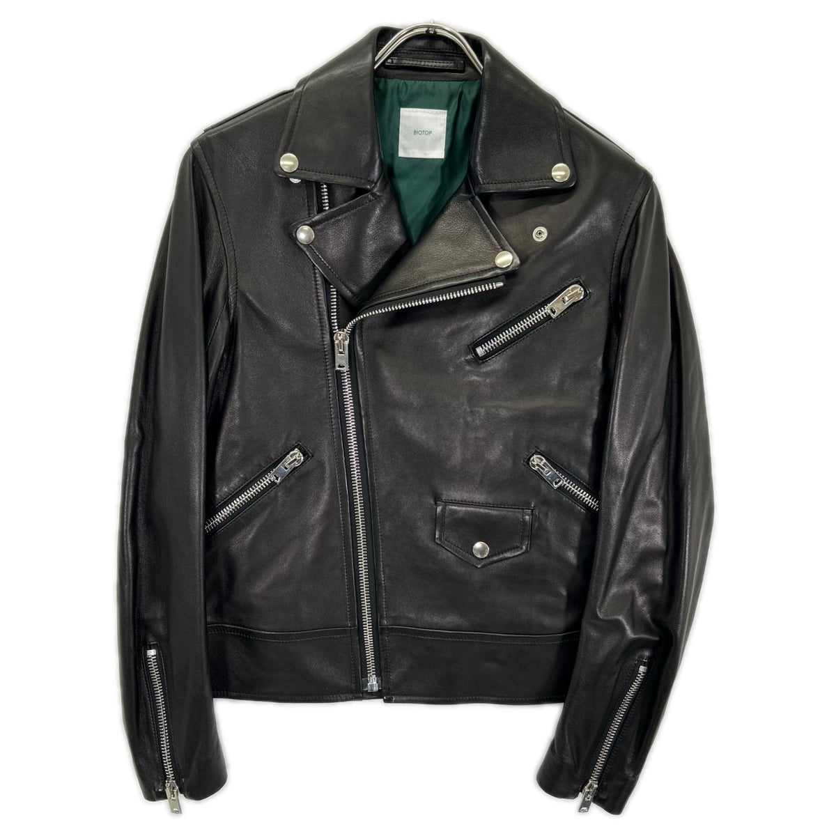 BIOTOP Black Sheepskin Double Rider's Jacket Size S