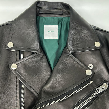 BIOTOP Black Sheepskin Double Rider's Jacket Size S