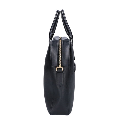 SMYTHSON Panama Grain Leather Briefcase Black/Gold