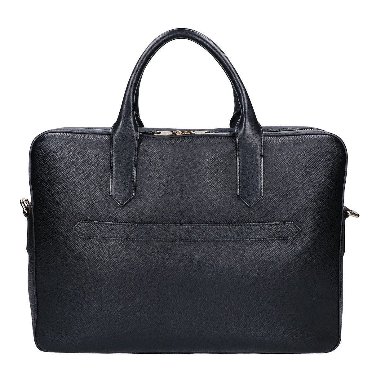 SMYTHSON Panama Grain Leather Briefcase Black/Gold