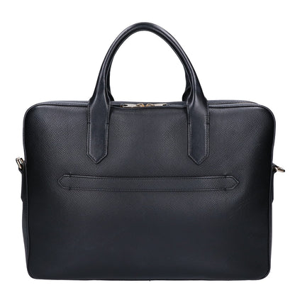 SMYTHSON Panama Grain Leather Briefcase Black/Gold
