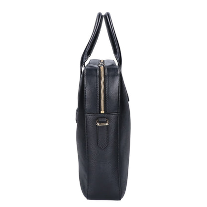SMYTHSON Panama Grain Leather Briefcase Black/Gold