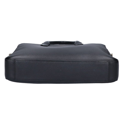 SMYTHSON Panama Grain Leather Briefcase Black/Gold