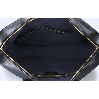 SMYTHSON Panama Grain Leather Briefcase Black/Gold