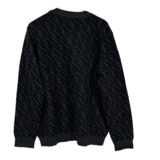 FENDI 23AW Zucca Pattern Wool Crewneck Knit Gray