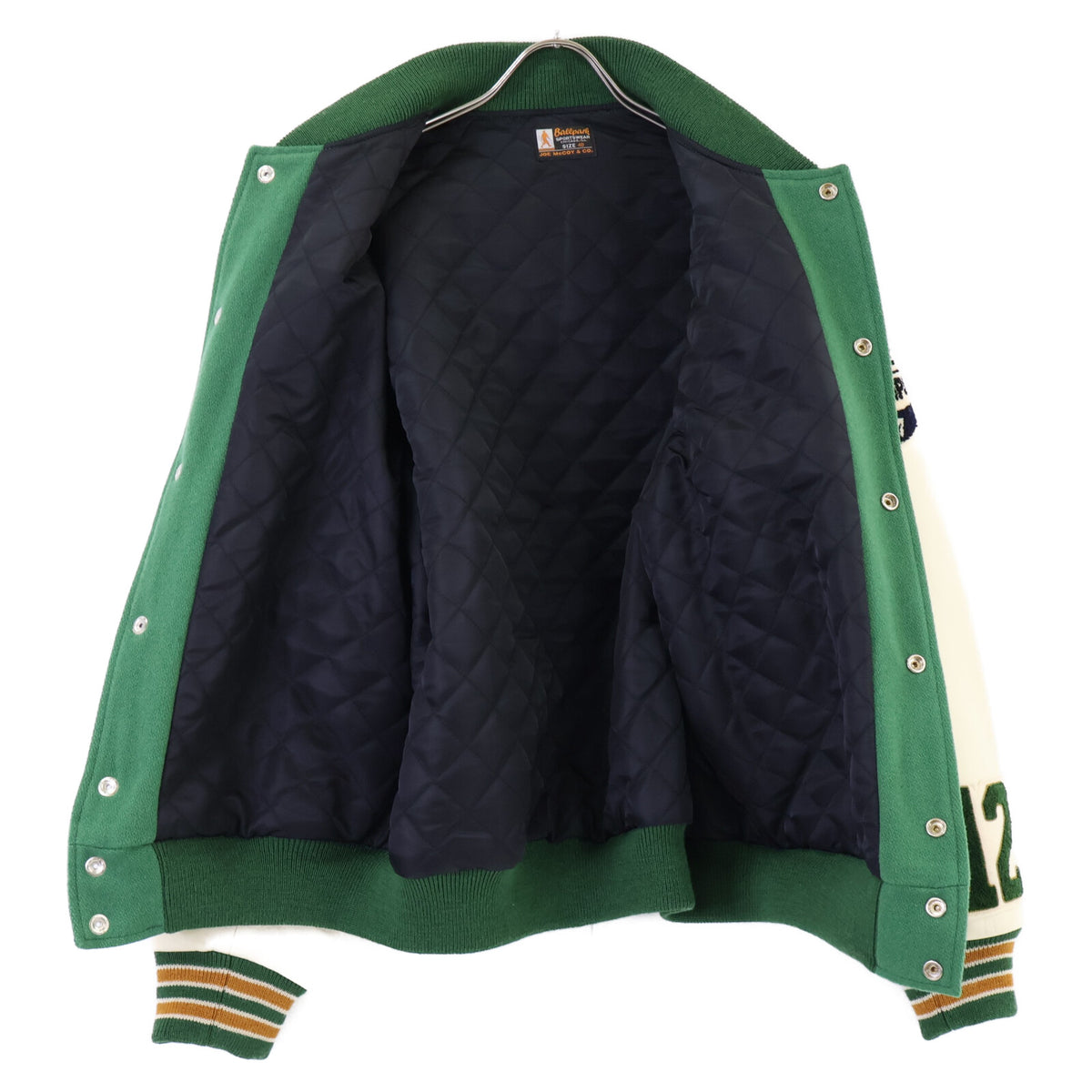JOE MCCOY MJ23121 Wool Varsity Jacket Green/Ivory Size 40