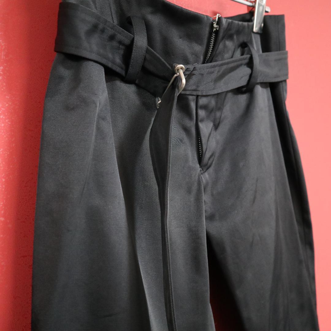 Yohji Yamamoto Mode Silver Belted Nylon Pants Black Size 2