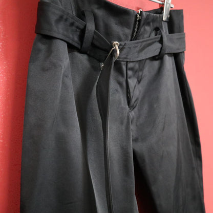 Yohji Yamamoto Mode Silver Belted Nylon Pants Black Size 2