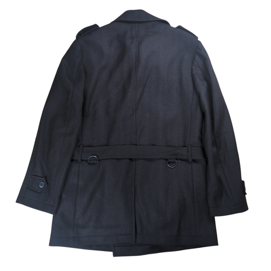 DRIES VAN NOTEN Wool Double Short Trench Coat Brown Size M
