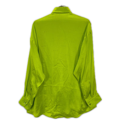 BALENCIAGA 2020 Silk All-Over Pattern Shirt Green Size 32
