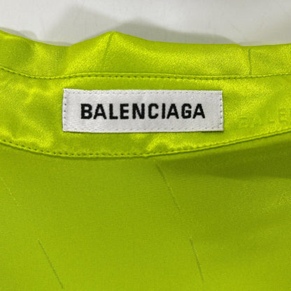 BALENCIAGA 2020 Silk All-Over Pattern Shirt Green Size 32