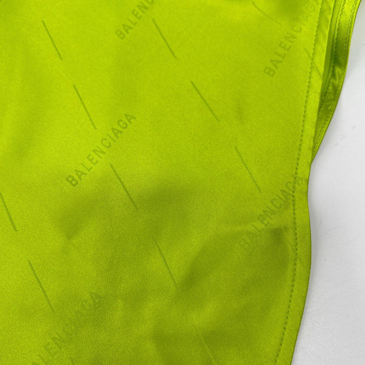 BALENCIAGA 2020 Silk All-Over Pattern Shirt Green Size 32
