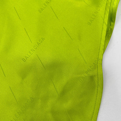 BALENCIAGA 2020 Silk All-Over Pattern Shirt Green Size 32