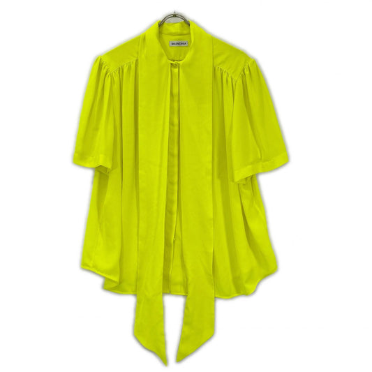 BALENCIAGA 2020 Neon Yellow Ribbon Scarf Size 34