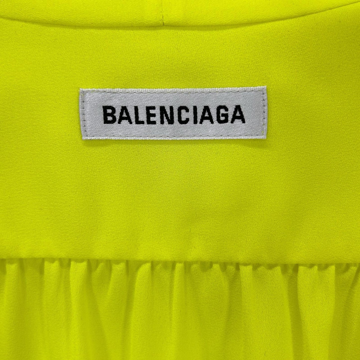 BALENCIAGA 2020 Neon Yellow Ribbon Scarf Size 34