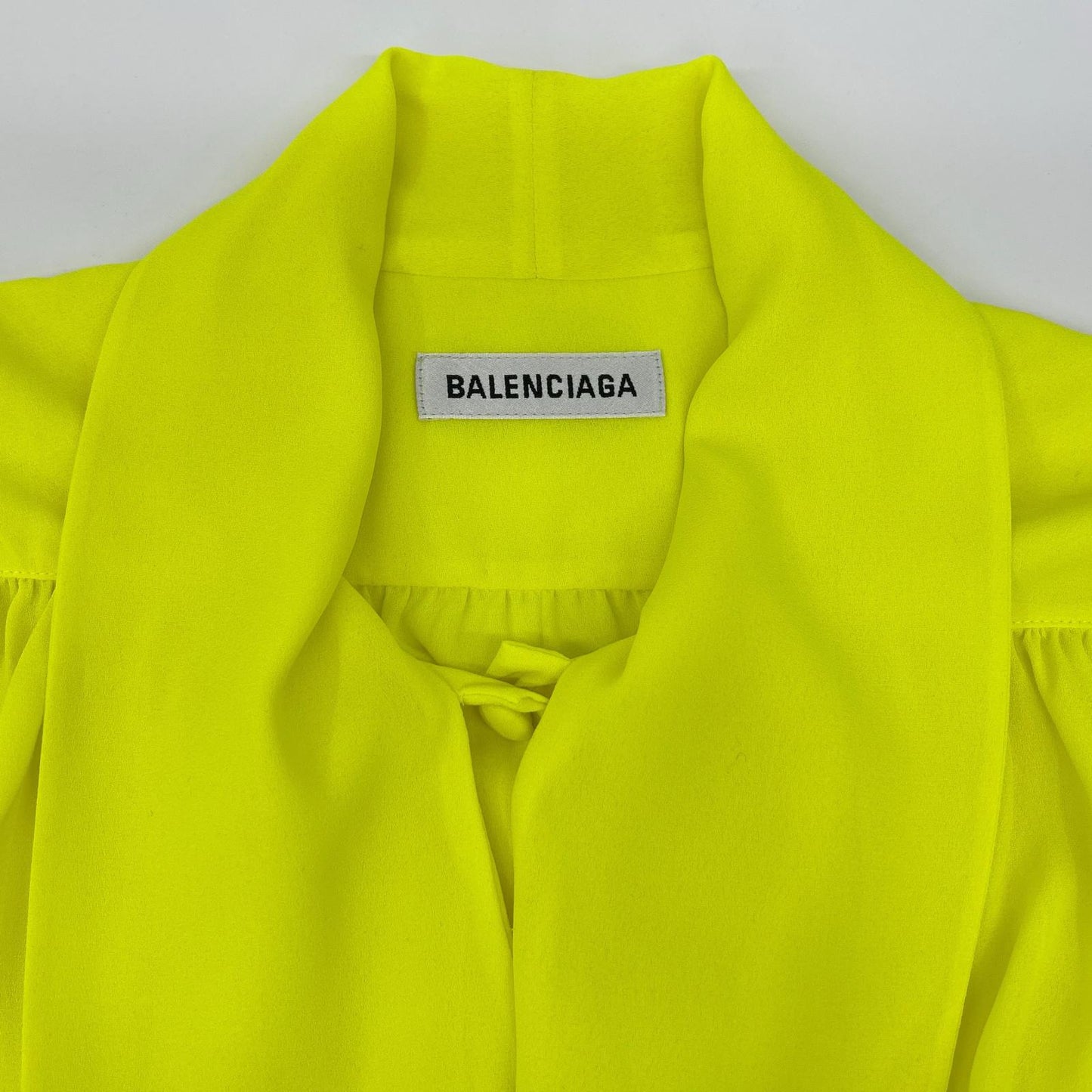 BALENCIAGA 2020 Neon Yellow Ribbon Scarf Size 34