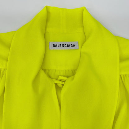 BALENCIAGA 2020 Neon Yellow Ribbon Scarf Size 34
