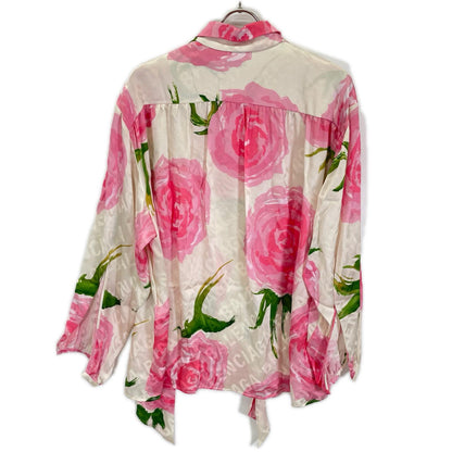 BALENCIAGA 2020 Pink Floral Ribbon Scarf Multi Size 34