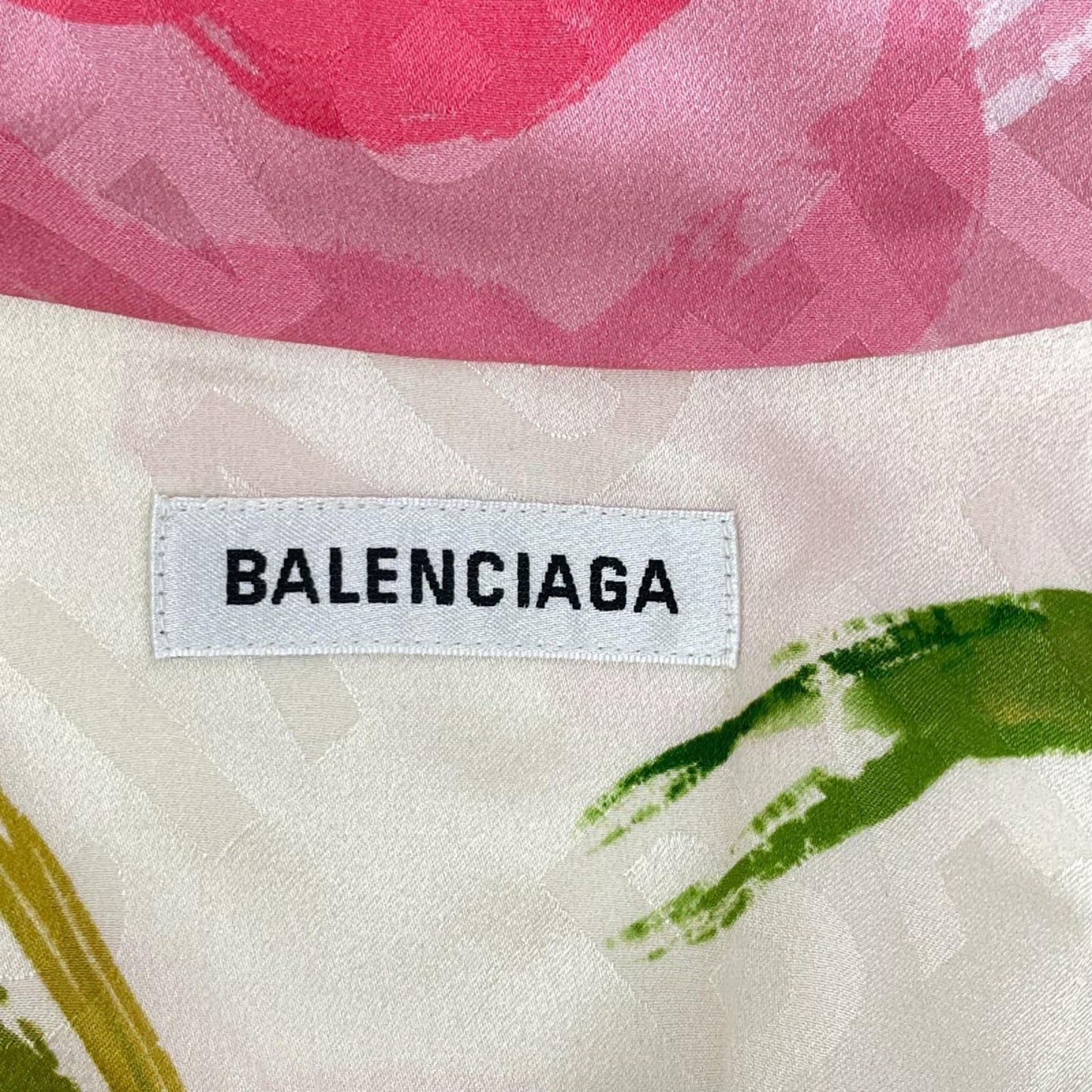 BALENCIAGA 2020 Pink Floral Ribbon Scarf Multi Size 34