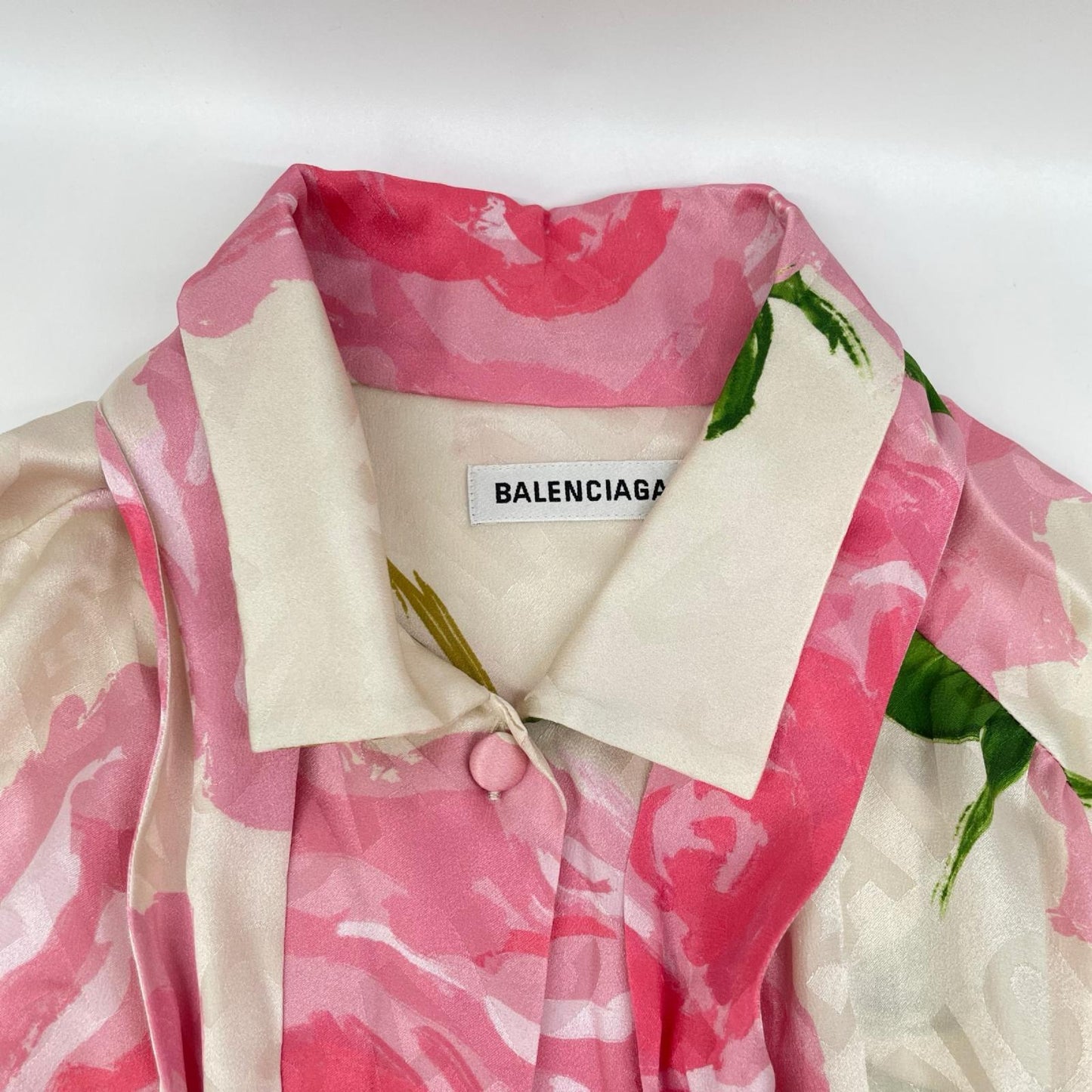 BALENCIAGA 2020 Pink Floral Ribbon Scarf Multi Size 34