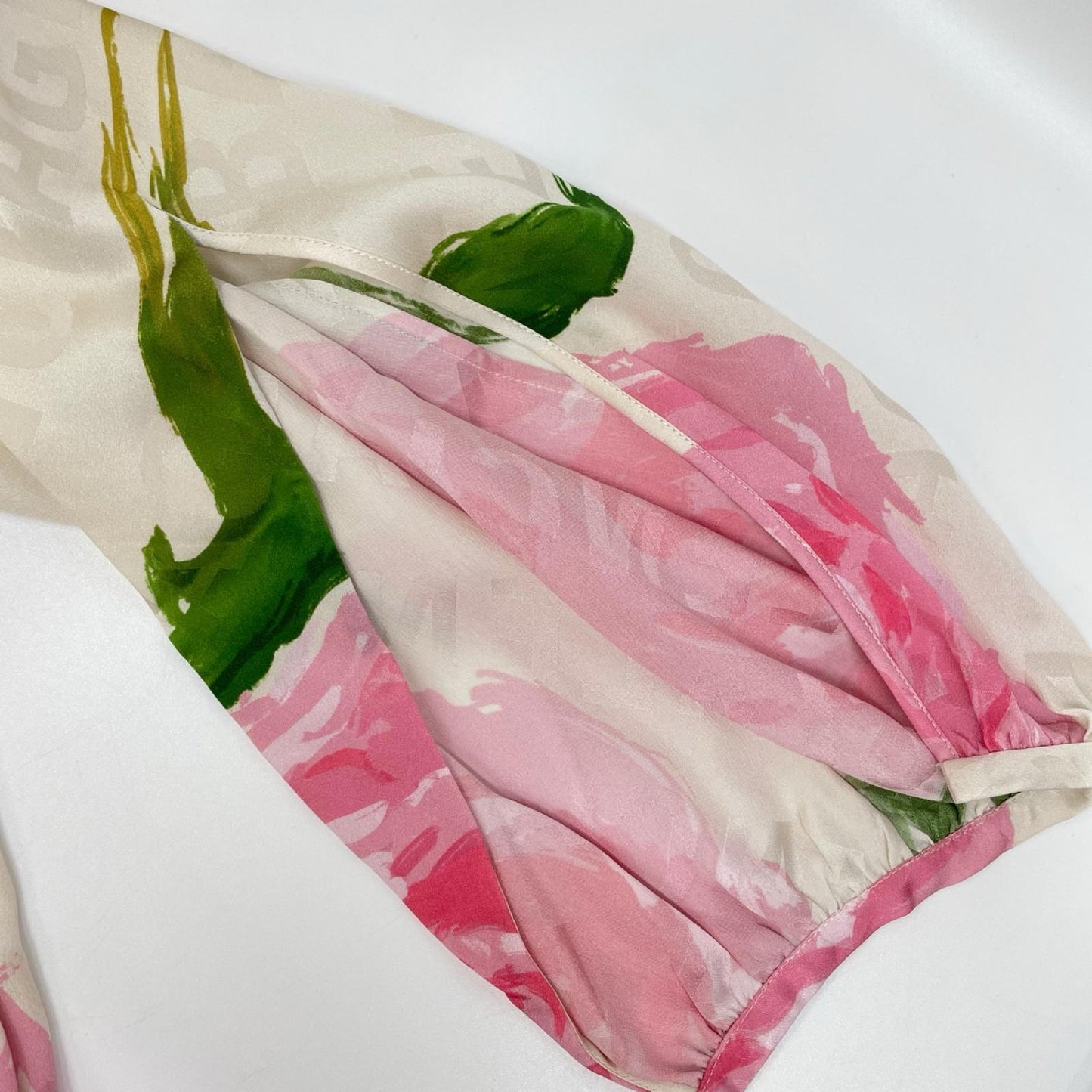 BALENCIAGA 2020 Pink Floral Ribbon Scarf Multi Size 34