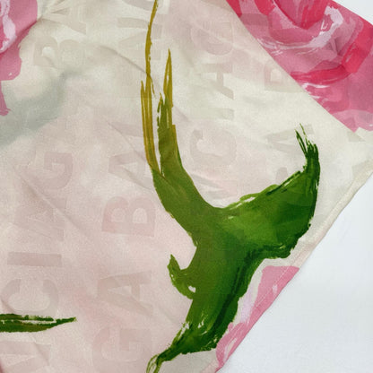 BALENCIAGA 2020 Pink Floral Ribbon Scarf Multi Size 34