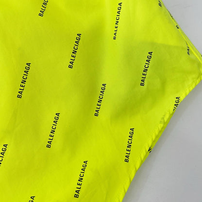 BALENCIAGA 2020 Neon Yellow Cotton Logo Print Shirt Size 34