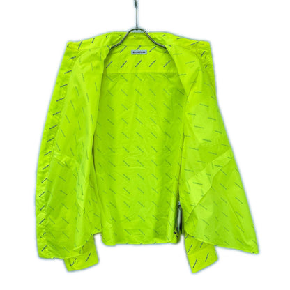 BALENCIAGA 2020 Neon Yellow Cotton Logo Print Shirt Size 34