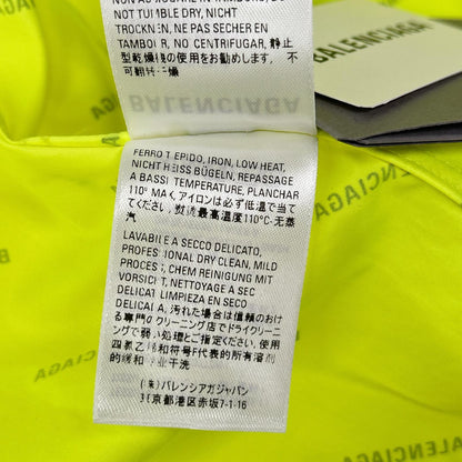 BALENCIAGA 2020 Neon Yellow Cotton Logo Print Shirt Size 34