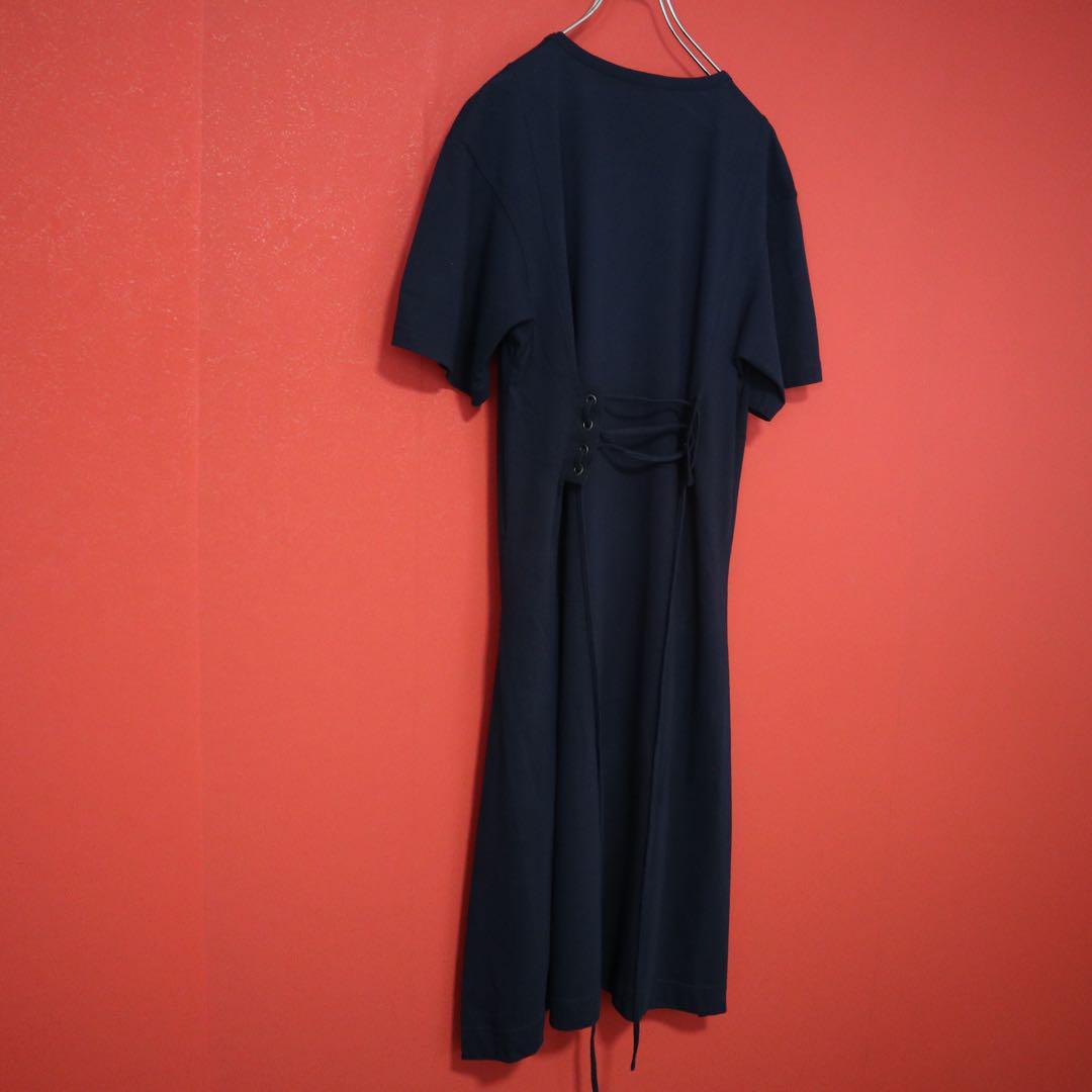REGULATION Yohji Yamamoto Blue Back Tie Midi Dress Size 2