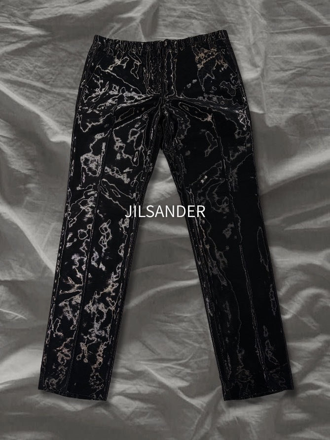 JIL SANDER 2000s Raf Simons Moire Tapered Pants Black Size M
