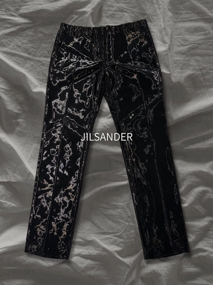 JIL SANDER 2000s Raf Simons Moire Tapered Pants Black Size M