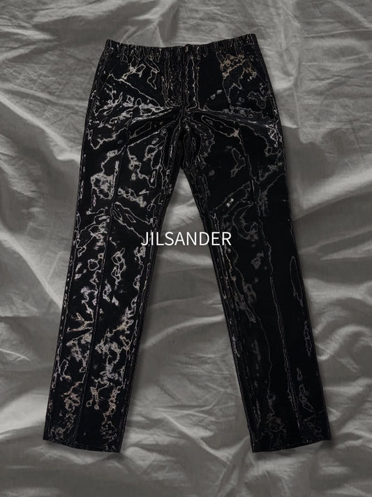 JIL SANDER 2000s Raf Simons Moire Tapered Pants Black Size M