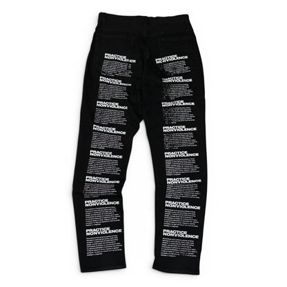 Vintage MISTERGENTLEMAN Black Cotton Graphic Pants Size 32