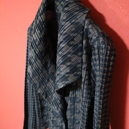 PLEATS PLEASE 15AW Gray Houndstooth Breasted P-Coat Size 3
