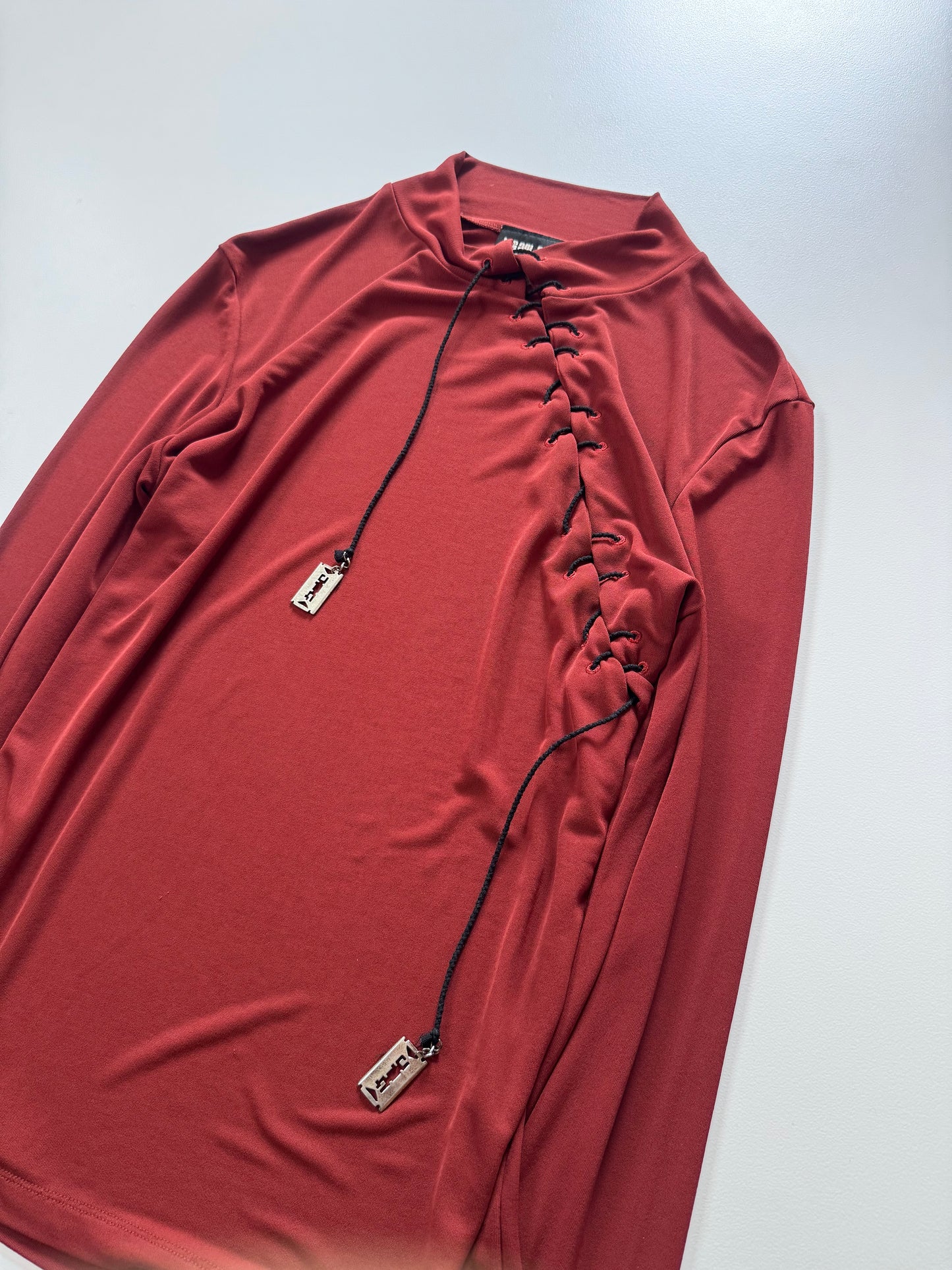 Jean Paul Gaultier 90s Red Long Sleeve Shirt Size S