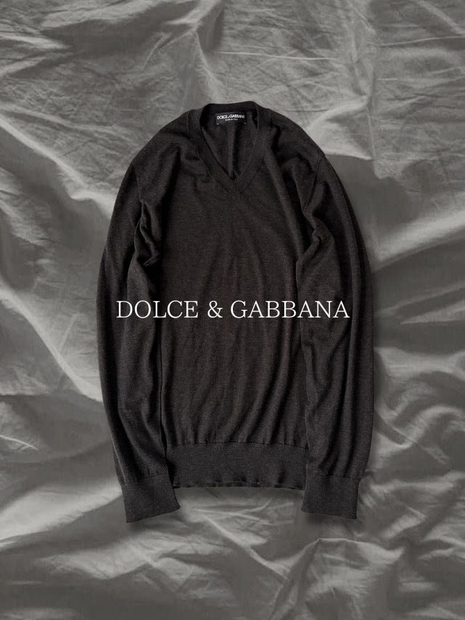 DOLCE & GABBANA 2010s Cashmere V-Neck Grey Black Size M