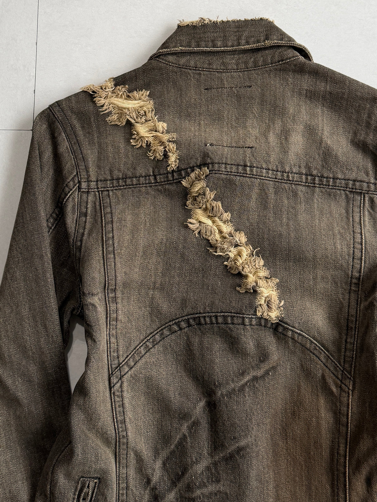 Midas Distressed Faded Denim Jacket Size M