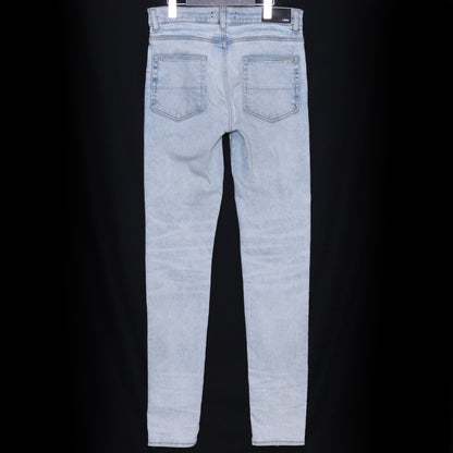 AMIRI MX1 Leather Bandana Skinny Jeans Blue Size 31