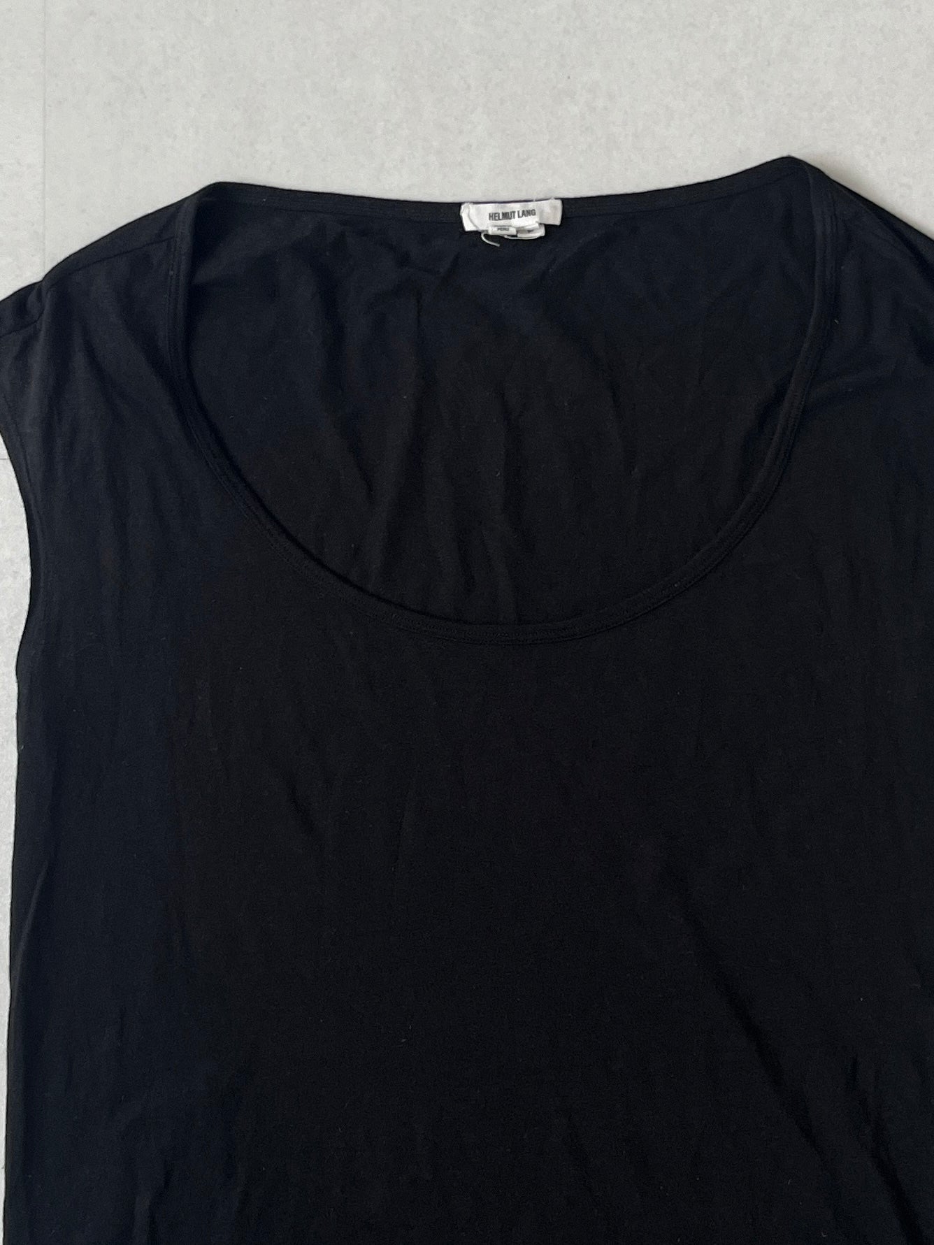 Helmut Lang Black Cotton Rayon Asymmetric Tank Top Size P