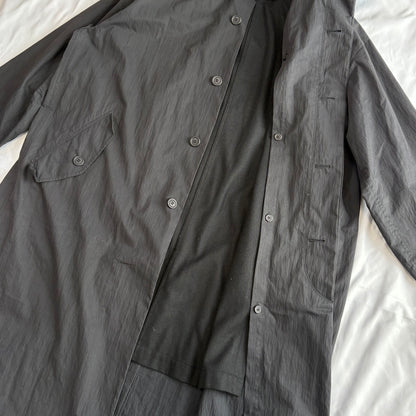 WINDCOAT 90s-00s Black Cotton/Nylon Overcoat Size L