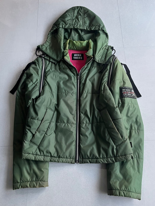 Vintage Green Nylon 'Here There' Gimmick Jacket Size XS