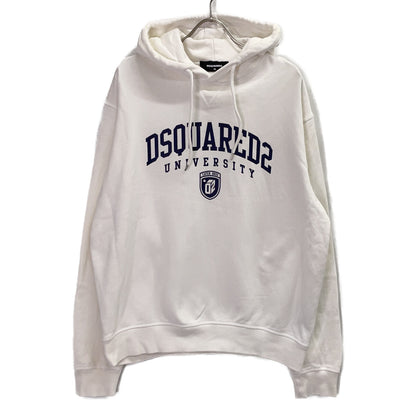 DSQUARED2 2023 White Cotton Logo Hoodie Size XL