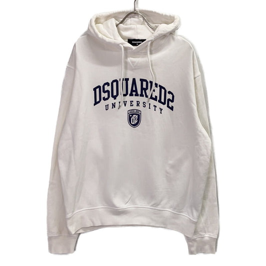 DSQUARED2 2023 White Cotton Logo Hoodie Size XL
