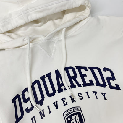 DSQUARED2 2023 White Cotton Logo Hoodie Size XL