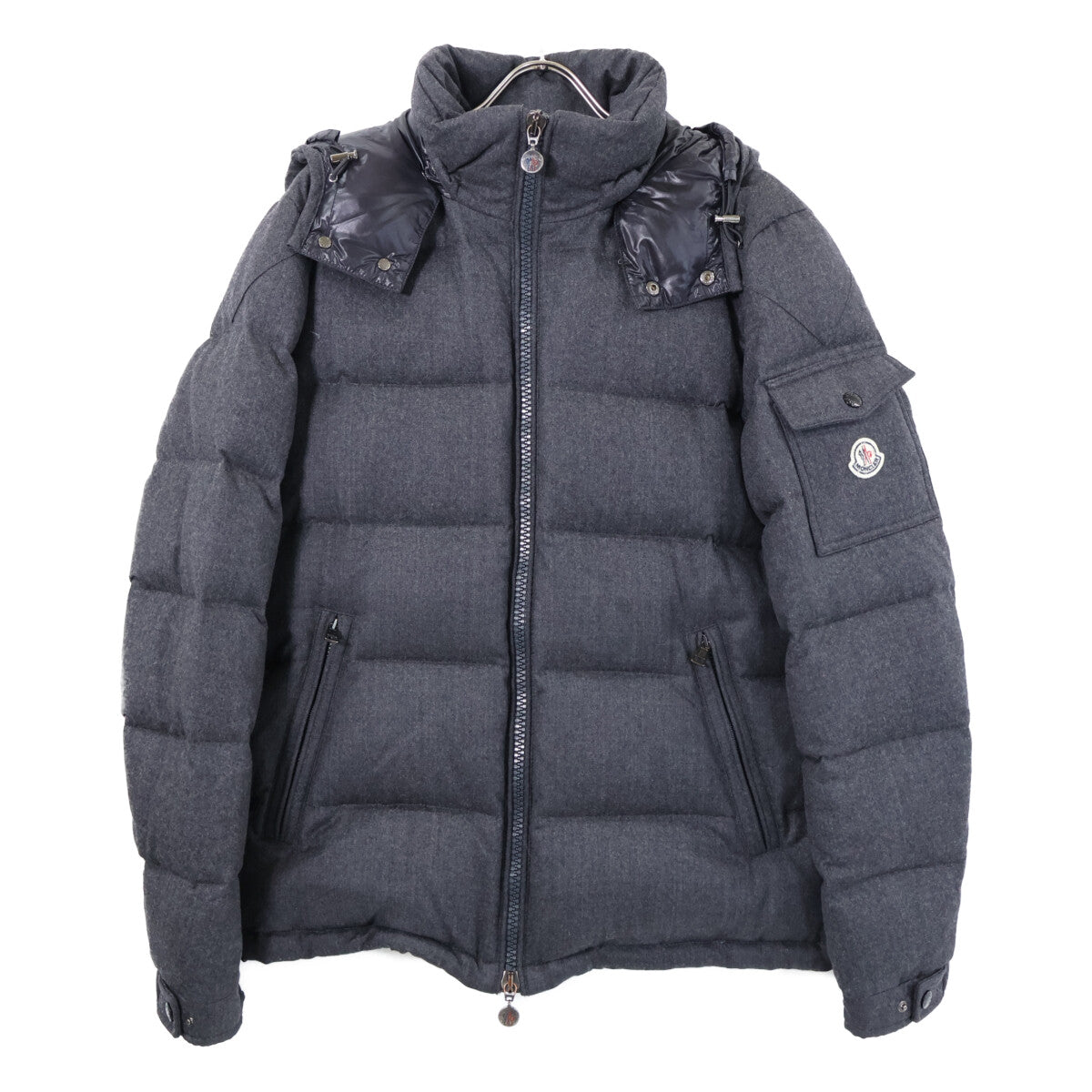 MONCLER Montgenevre Wool Hooded Down Jacket Gray Size 4
