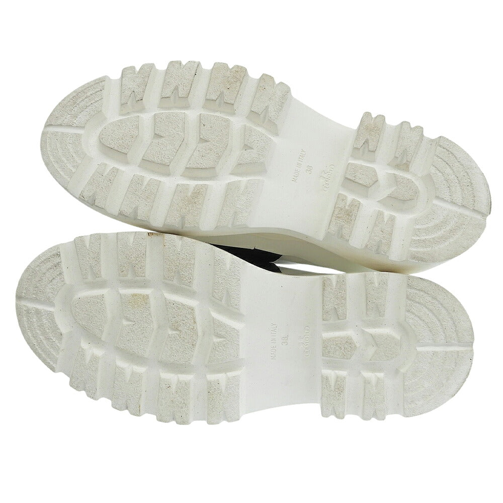 Plan C White Leather Velcro Platform Loafers Size EU 38