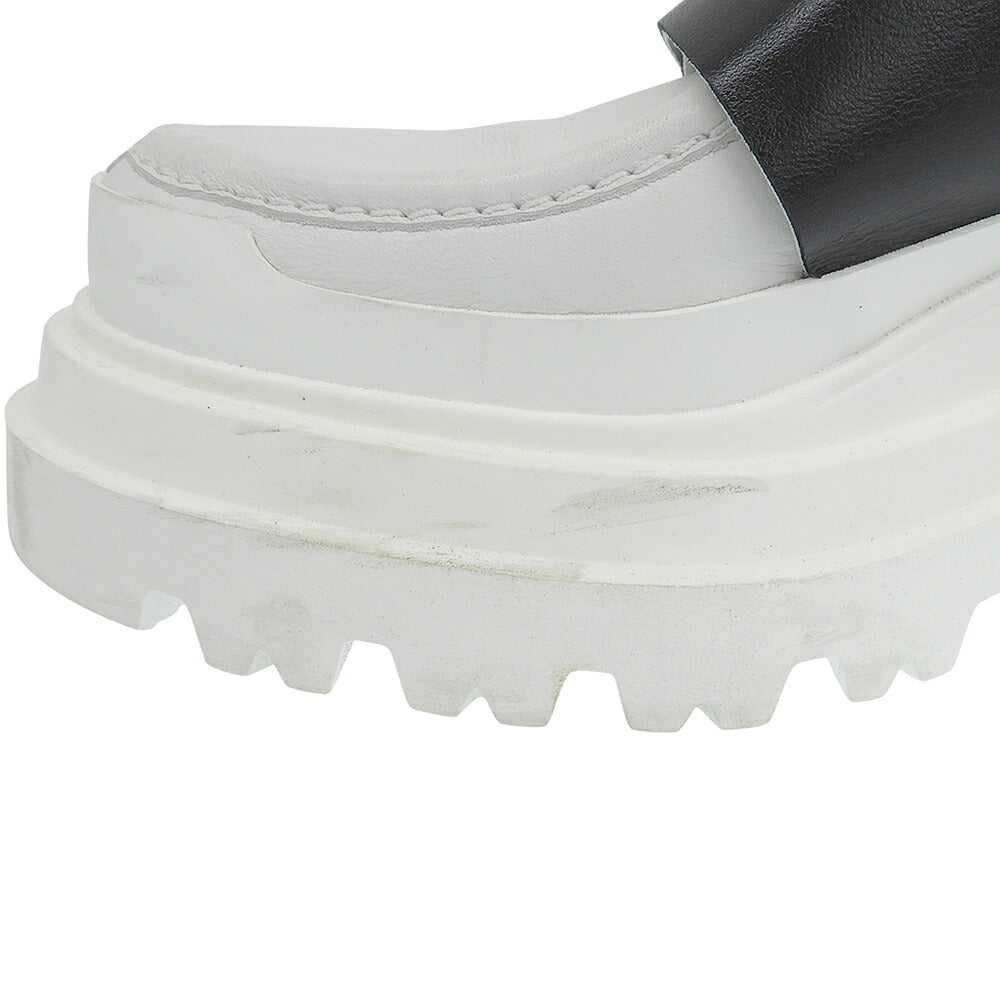 Plan C White Leather Velcro Platform Loafers Size EU 38